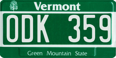 VT license plate ODK359