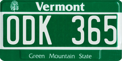 VT license plate ODK365