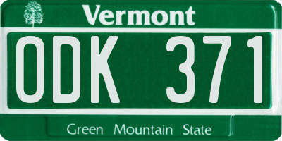 VT license plate ODK371