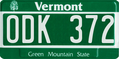 VT license plate ODK372