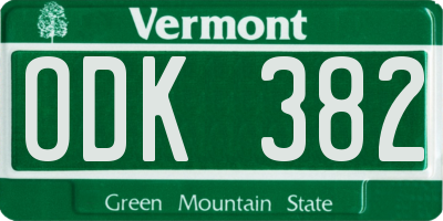VT license plate ODK382