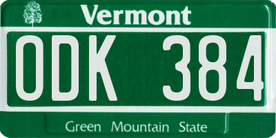VT license plate ODK384