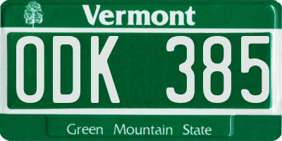 VT license plate ODK385