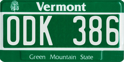 VT license plate ODK386