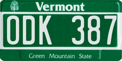 VT license plate ODK387