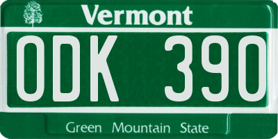 VT license plate ODK390
