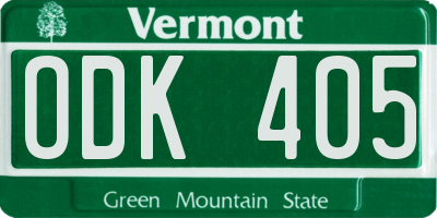 VT license plate ODK405