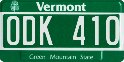 VT license plate ODK410