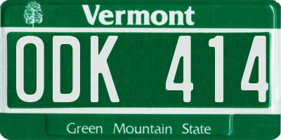 VT license plate ODK414