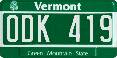 VT license plate ODK419