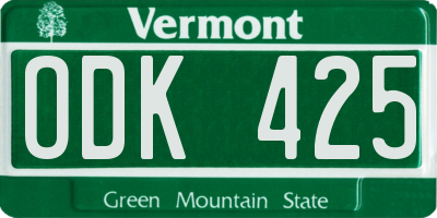 VT license plate ODK425