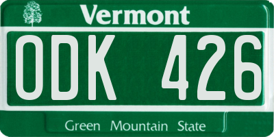 VT license plate ODK426