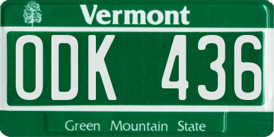 VT license plate ODK436