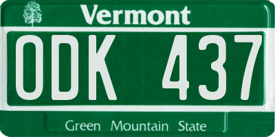 VT license plate ODK437