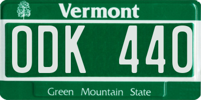 VT license plate ODK440