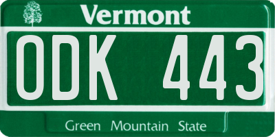 VT license plate ODK443