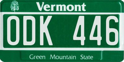 VT license plate ODK446
