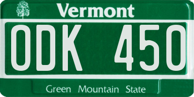 VT license plate ODK450