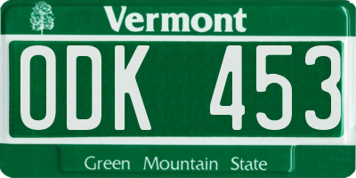 VT license plate ODK453