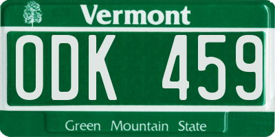 VT license plate ODK459