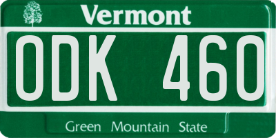 VT license plate ODK460
