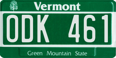 VT license plate ODK461