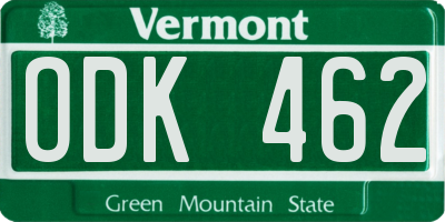 VT license plate ODK462