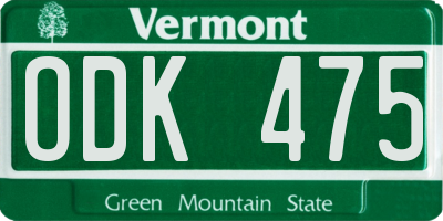 VT license plate ODK475