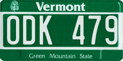 VT license plate ODK479