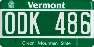 VT license plate ODK486