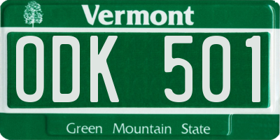 VT license plate ODK501