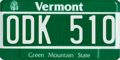 VT license plate ODK510