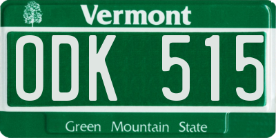 VT license plate ODK515