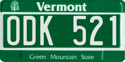 VT license plate ODK521