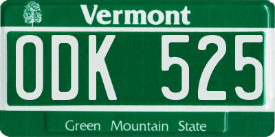 VT license plate ODK525