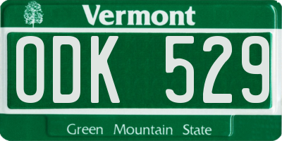 VT license plate ODK529