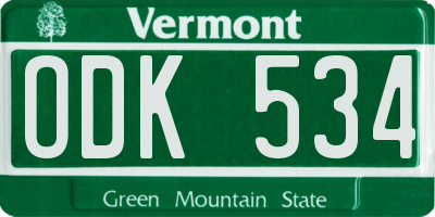 VT license plate ODK534