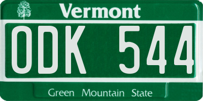 VT license plate ODK544