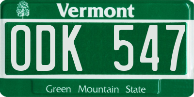 VT license plate ODK547