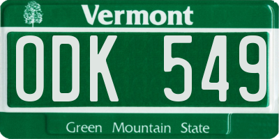 VT license plate ODK549