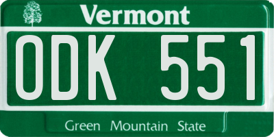 VT license plate ODK551