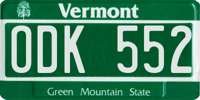 VT license plate ODK552