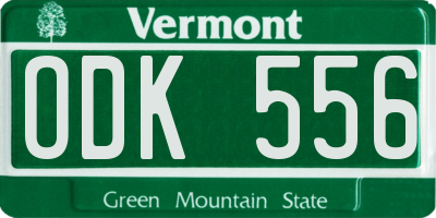 VT license plate ODK556