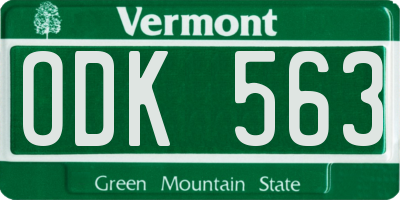 VT license plate ODK563