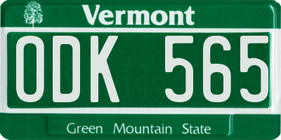 VT license plate ODK565