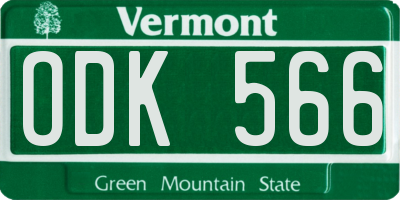 VT license plate ODK566