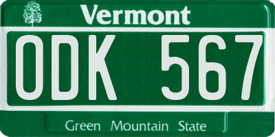 VT license plate ODK567