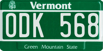 VT license plate ODK568