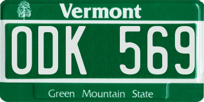 VT license plate ODK569