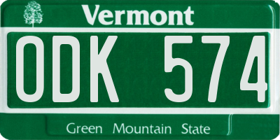 VT license plate ODK574